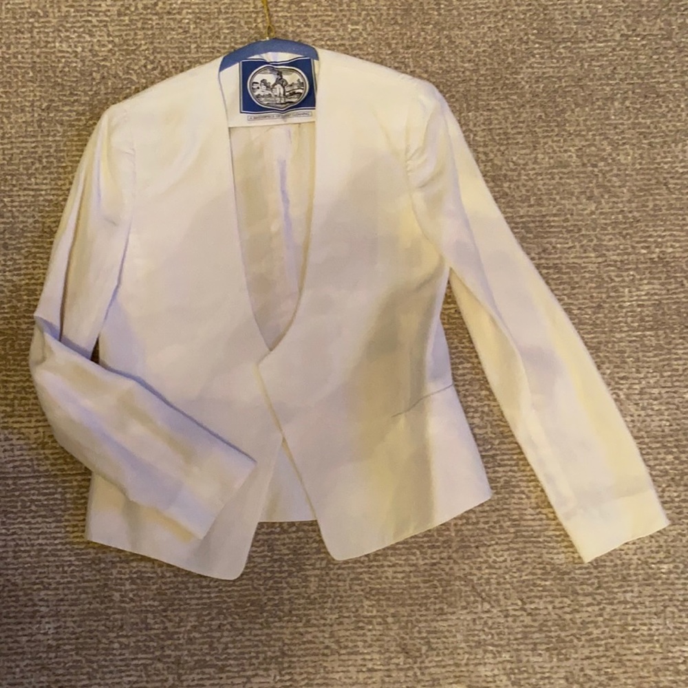 DVF white linen blazer